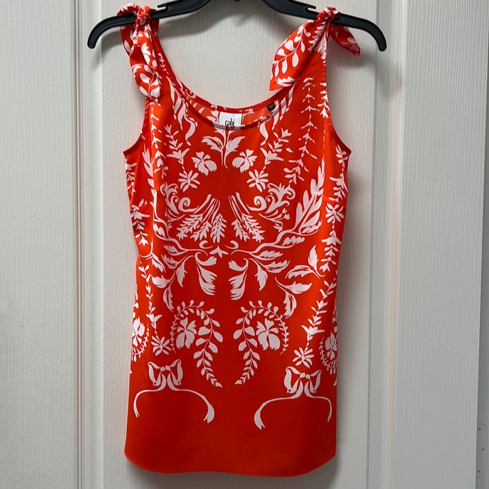 NWT CAbi Mosaic Tank Coral #5255 XS